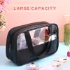 Buryeah 9 Pcs Translucent Make up Bag Toiletry Organizer for Women Men Waterproof Portable Cosmetic Travel Bag with Hanging Handles Travel Storage Carry Pouch, 10.2 x 6.3 x 2.8 Inches (Black) view 3