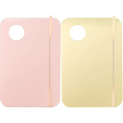 FOMIYES 2set Acrylic Makeup Mixing Plate Spatula Professional Cosmetic Trays for Blending Foundation Easy Makeup Artists and Beauty Enthusiasts