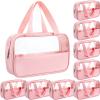 Buryeah 9 Pcs Translucent Make up Bag Toiletry Organizer for Women Men Waterproof Portable Cosmetic Travel Bag with Hanging Handles Travel Storage Carry Pouch, 10.2 x 6.3 x 2.8 Inches (Pink) view 1
