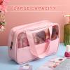 Buryeah 9 Pcs Translucent Make up Bag Toiletry Organizer for Women Men Waterproof Portable Cosmetic Travel Bag with Hanging Handles Travel Storage Carry Pouch, 10.2 x 6.3 x 2.8 Inches (Pink) view 3