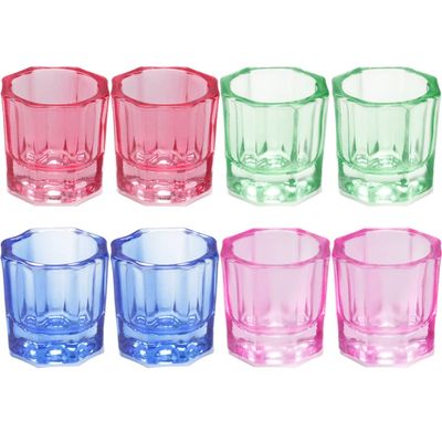 Beavorty 8pcs Colored Glass Dappen Dishes for Nail Manicure Cups Decorative Nail Liquid Containers for Home and Salon Use