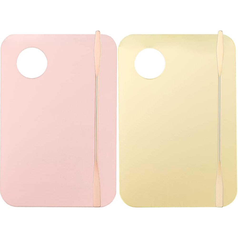 Beavorty 2set Acrylic Makeup Mixing Plate with Spatula Professional Foundation and Eyeshadow Cosmetic Tool for Beauty Salons and Personal Use Easy to Clean Portable and Convenient Mixing