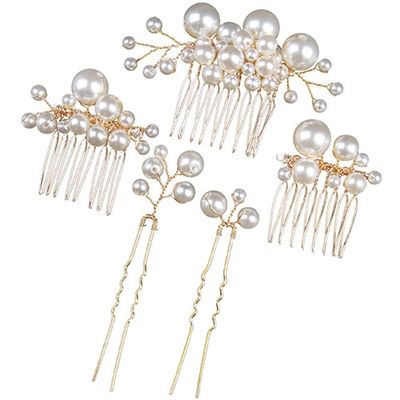LALAFINA 5pcs Bridal Hair Elegant Hair Combs for Weddings Stylish Accessories for Brides and Bridesmaids Delicate for Stunning Hairstyles