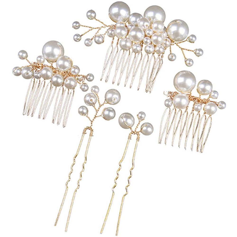 LALAFINA 5pcs Bridal Hair Elegant Hair Combs for Weddings Stylish Accessories for Brides and Bridesmaids Delicate for Stunning Hairstyles
