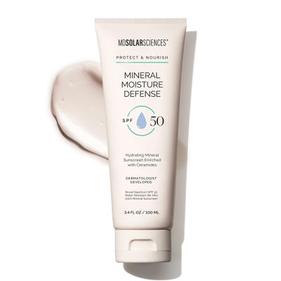 MDSolarSciences Mineral Moisture Defense Sunscreen SPF 30 | Hydrating Moisturizer with Ceramides | Water-Resistant, Broad Spectrum UV Protection | No White Cast | Safe for Sensitive Skin (3.4 Fl Oz)