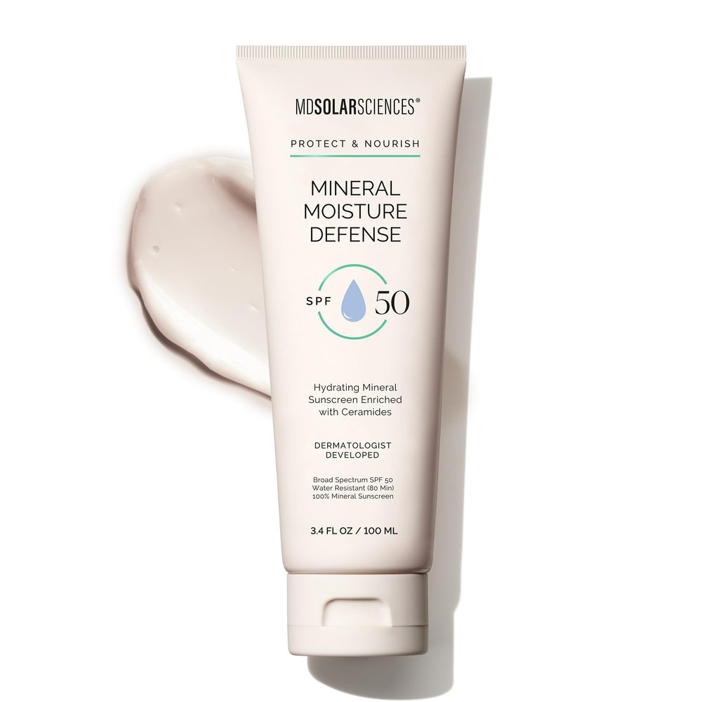MDSolarSciences Mineral Moisture Defense Sunscreen SPF 30 | Hydrating Moisturizer with Ceramides | Water-Resistant, Broad Spectrum UV Protection | No White Cast | Safe for Sensitive Skin (3.4 Fl Oz)