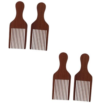 LALAFINA 4pcs Wooden Wide Tooth Comb Natural Massage Tool for Smooth Hair Styling Back Comb Comfortable Handle for All Hair Types