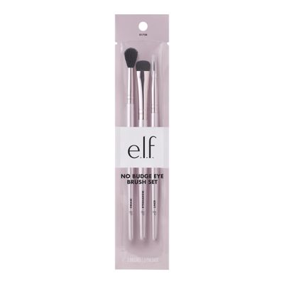 e.l.f. No Budge Brush Trio, 3-Piece Eyeshadow Brush Set For Applying & Blending Color, Use With The No Budge Cream Eyeshadows, Vegan & Cruelty-Free