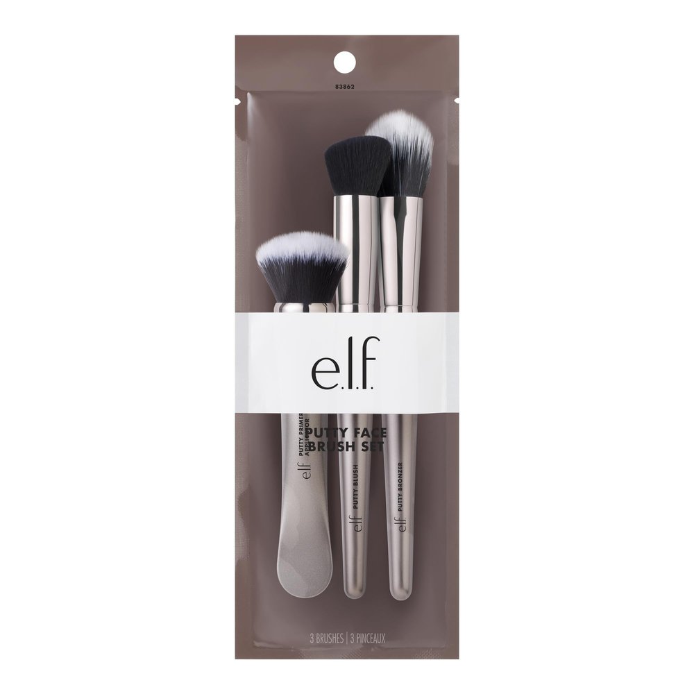 e.l.f. Putty Tools Trio, Set Of 3 Face Makeup Brushes For Putty Products, Helps You Easily Blend Putty Primer, Blush & Bronzer, Vegan & Cruelty-Free