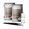 KC Republic Lash Eyebrow Extensions Kit with 2 Trays of Mink False Eyebrows in Brown, Eyebrow Glue Clear & Extension Tweezers, Comes on Mixed Length Trays 5-8 mm (Brown 2-Pack, Black Tweezer) view 1