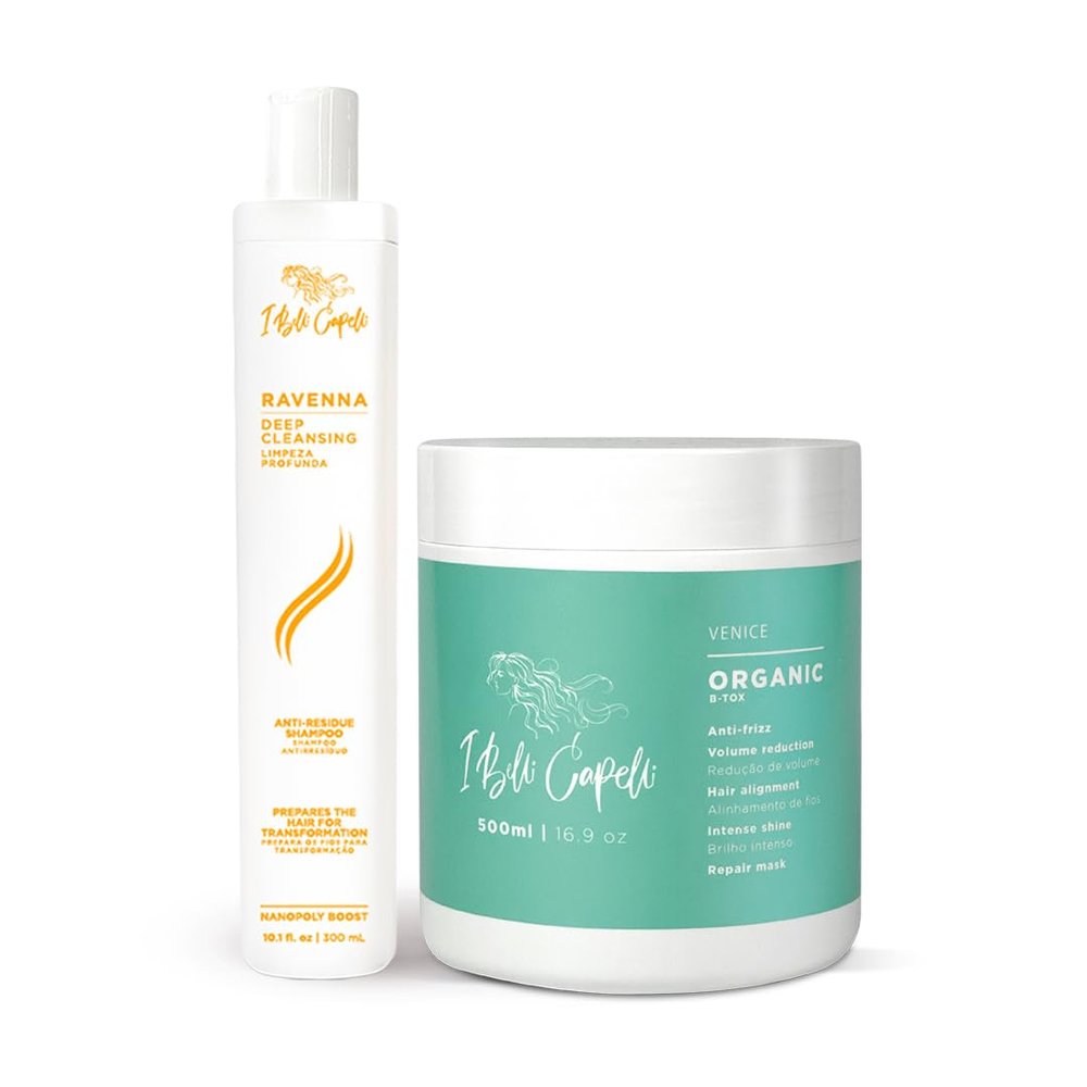I Belli Capelli Venice B-tox Organic Kit - Organic Treatment 500g/17.60 oz + Deep Cleansing Shampoo 300ml/10.1 fl.oz