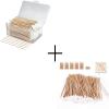 eyxformula 600 PCS 6 Inch Long Cotton Swabs With Reusable Box + 500 Pcs Long Wooden Cotton Swabs & 100 Pcs Bamboo Cotton Swabs Set view 1