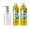 Grove Co. Hydrating Gel Hand Soap Refills (2 x 13 Fl Oz) + 1 x Reusable Glass Soap Dispenser, Refillable Liquid Hand Soap Starter Kit, Natural Lemon & Eucalyptus Fragrance view 1