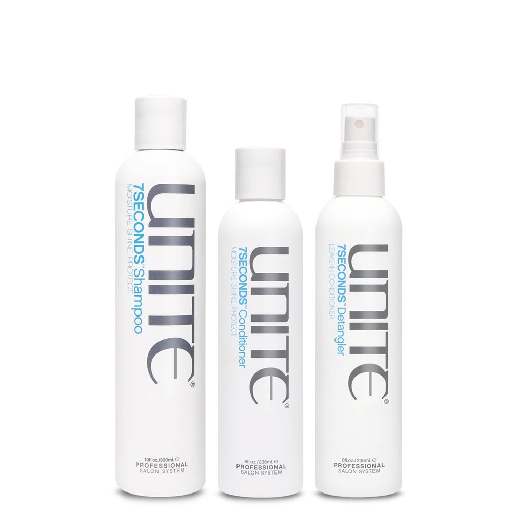 UNITE Hair  7SECONDS Shampoo, Conditioner & Detangler  Hydrates, Protects UV/Heat, 8oz, 10oz, 8oz