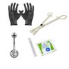 Satix Belly Piercing Kit - 14G Titanium Belly Button Ring 7/16" 8mm and 5mm Gem Ball Navel Ring with Navel Piercing Needle, A-lcoholPad, Gloves, Forceps Clamp Tool Kit for Women Men view 1