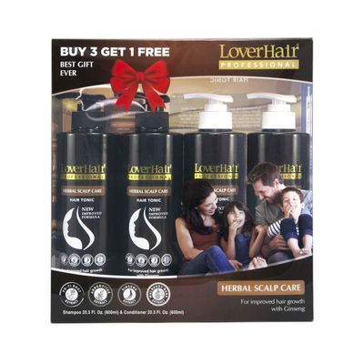 Special Combo Pack of 2 shampoos and 2 conditioner LoverHair Professional Herbal Scalp Care 4x20.3 fl.oz (4x600ml)