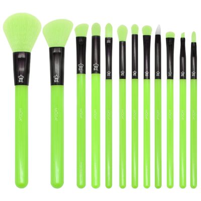 MODA Neon Green Makeup Brush Set  12pc Face & Eye Brush Kit with Soft Vegan Filaments  Blending, Contouring, Highlighting  Cruelty-Free, Bold Neon Design