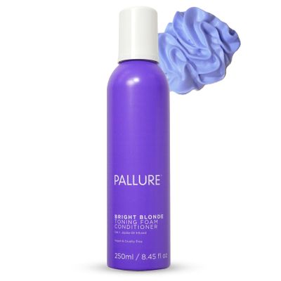 Pallure Bright Blonde Hair Toning Foam Conditioner, Reduces Brassiness And Yellow Tones For Blonde, Silver, Ash Hair, Vegan and Cruelty Free, 250 ml
