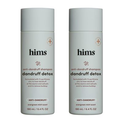 hims Dandruff Detox Anti Dandruff Shampoo, 2 Pack - Anti Dandruff Shampoo for Dry, Itchy Scalp with Pyrithione Zinc 1% and Argan Oil - Paraben Free, Sulfate Free - Evergreen Mint - 2 x 6.4 fl oz