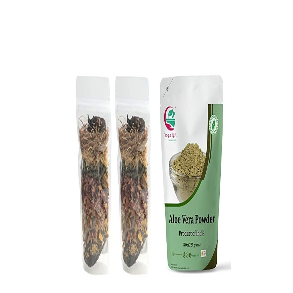 YOGIS GIFT  Celebrating health Multi Pack | Herbal Hair Oil Mix - 2 Pack + Aloe Vera Powder for bundle