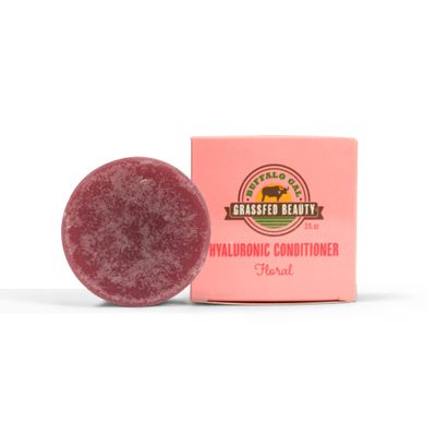 BUFFALO GAL Hyaluronic and Tallow Hair Conditioner Bar, Natural Bar for Hair Growth, Hydrating for Dry Hair, Detangling Conditioner for All Hair Types, 3 fl oz, Floral