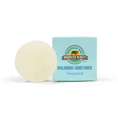 BUFFALO GAL Hyaluronic + Tallow Hair Conditioner Bar for Hair Growth, Hydrating for Dry Hair, Detangling Conditioner for All Hair Types, 3 fl oz, Unscented