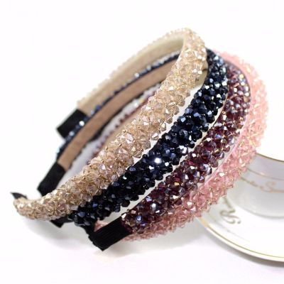 4 Piece Shiny Row Full Crystal Headband Hair Accessories Beaded Hair Bands Rhinestone Hair Accessories for Women,4 Pieces