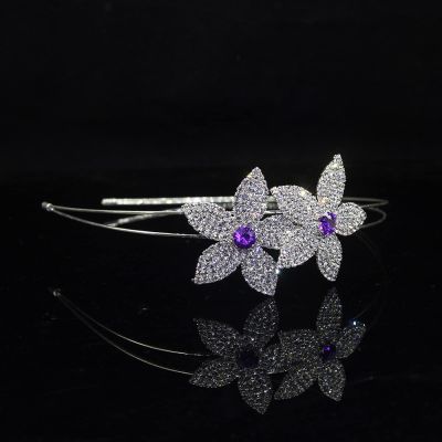 Crystal Rhinestone Crown Tiara Floral Girl Headdress Hair Accessories Wedding Bridal Prom Accessories,Purple