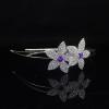 Crystal Rhinestone Crown Tiara Floral Girl Headdress Hair Accessories Wedding Bridal Prom Accessories,Purple view 1