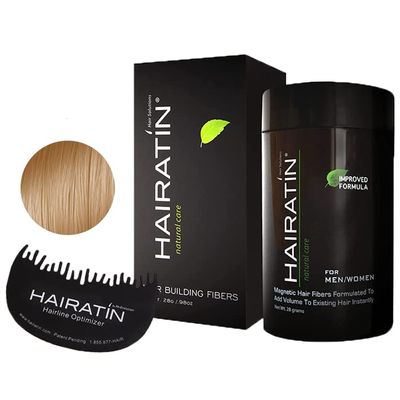 HAIRATIN Hair Building Fibers (Dark/Ash Blonde) Concealer Bad Spots Cover and HAIRATIN Hairline Optimizer Plastic Comb Professional Hairdressing Accessories for Men & Women