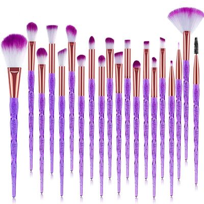 20Pcs Diamond Makeup Brushes Set ,Powder Foundation Blush Blending Eye shadow Lip Cosmetic Beauty Make Up Brush (Purple)