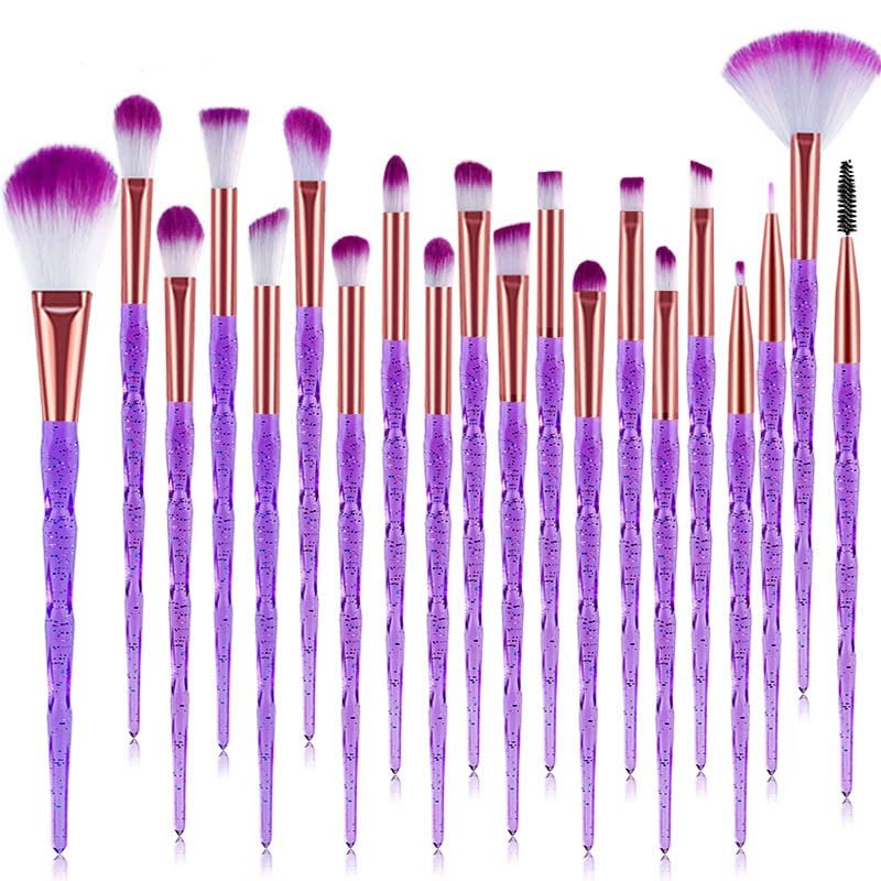 20Pcs Diamond Makeup Brushes Set ,Powder Foundation Blush Blending Eye shadow Lip Cosmetic Beauty Make Up Brush (Purple)
