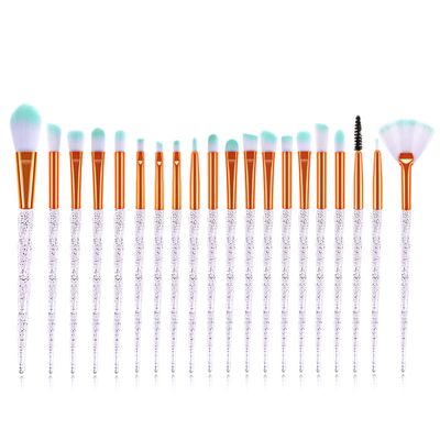 20Pcs Diamond Makeup Brushes Set ,Powder Foundation Blush Blending Eye shadow Lip Cosmetic Beauty Make Up Brush (Transparent)