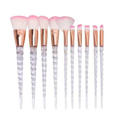 10PCS Makeup Brushes Set Powder Blush Eyeshadow Conceaer Lip Professional Make Up Brush Cosmetics Tool (White Pink)