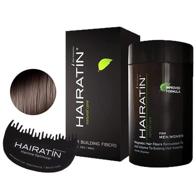 HAIRATIN Hair Building Fibers (Dark Brown) Concealer Bad Spots Cover and HAIRATIN Hairline Optimizer Plastic Comb Professional Hairdressing Accessories for Men & Women