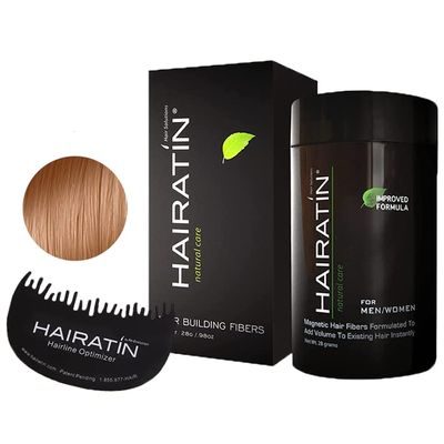 HAIRATIN Hair Building Fibers (Light Brown) Concealer Bad Spots Cover and HAIRATIN Hairline Optimizer Plastic Comb Professional Hairdressing Accessories for Men & Women