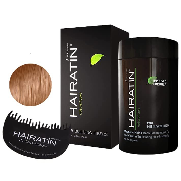HAIRATIN Hair Building Fibers (Light Brown) Concealer Bad Spots Cover and HAIRATIN Hairline Optimizer Plastic Comb Professional Hairdressing Accessories for Men & Women