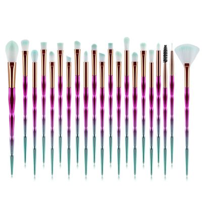 20Pcs Diamond Makeup Brushes Set ,Powder Foundation Blush Blending Eye shadow Lip Cosmetic Beauty Make Up Brush (Pink Green)