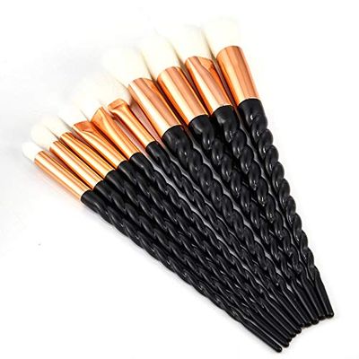 10PCS Makeup Brushes Set Powder Blush Eyeshadow Conceaer Lip Professional Make Up Brush Cosmetics Tool (Black)