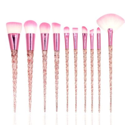 10PCS Makeup Brushes Set Powder Blush Eyeshadow Conceaer Lip Professional Make Up Brush Cosmetics Tool (Rose Red)