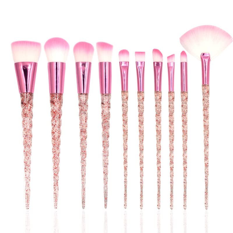 10PCS Makeup Brushes Set Powder Blush Eyeshadow Conceaer Lip Professional Make Up Brush Cosmetics Tool (Rose Red)