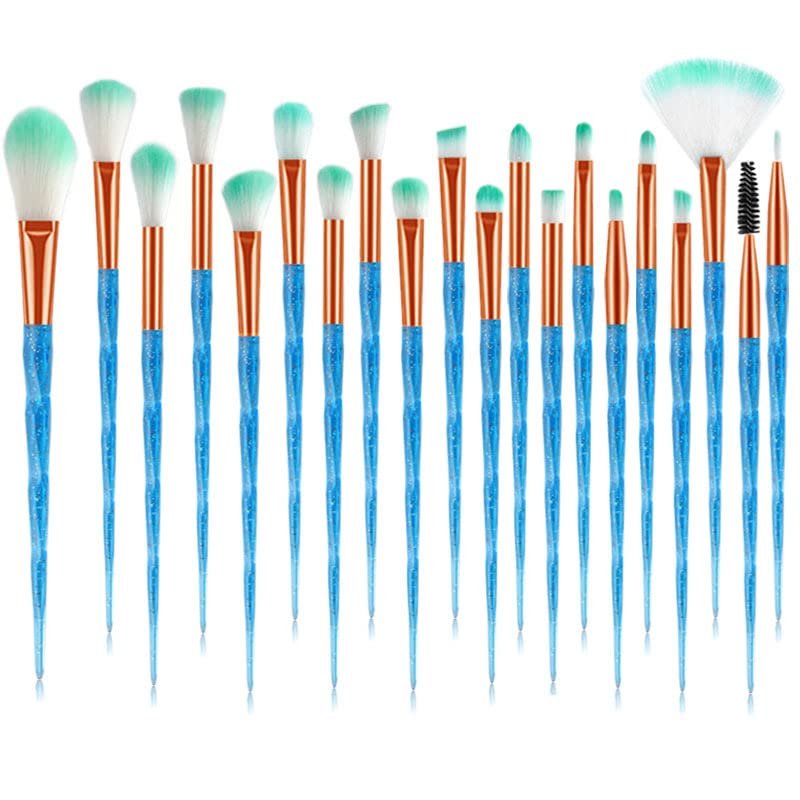 20Pcs Diamond Makeup Brushes Set ,Powder Foundation Blush Blending Eye shadow Lip Cosmetic Beauty Make Up Brush (Blue)