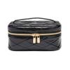 Conair Travel Makeup Bag, Large Toiletry and Cosmetic Bag, Perfect Size for Use At Home or Travel, Train Case Shape in Solid Black with Diamond-Quilt Pattern view 1