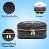 Conair Travel Makeup Bag, Large Toiletry and Cosmetic Bag, Perfect Size for Use At Home or Travel, Train Case Shape in Solid Black with Diamond-Quilt Pattern view 2