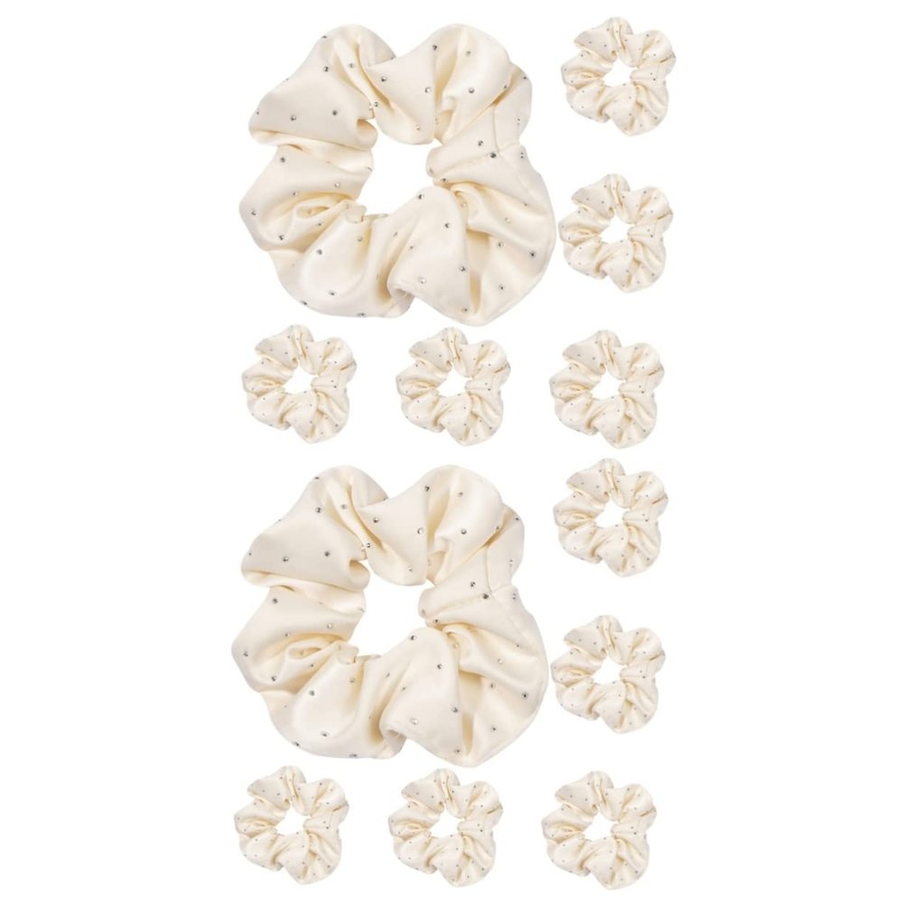 KALLORY 12pcs Scrunchies for Women Rhinestone Hair Ties Elastic Ponytail Holders Hair Bands Accessories for Girls Bulk
