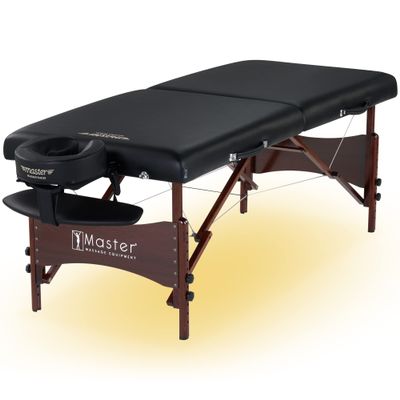 Master Massage Newport 30" Professional Portable Massage Table Package in Black with Ambient Lighting System