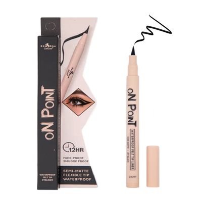 DEALPLUSDEAL Italia Deluxe 2 Pcs On Point Black Liquid Eyeliner Pen Set Waterproof Felt Tip Liner 12 Hour Long Lasting Semi Matte Smudge Proof Professional Eye Makeup onpoint 2pc