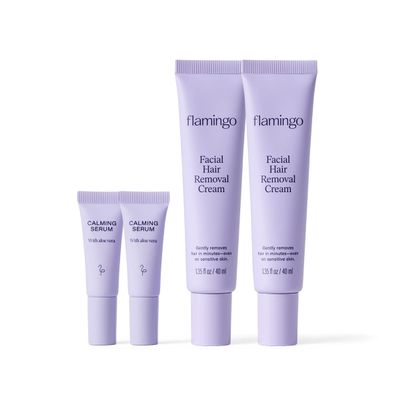 Flamingo Women's Facial Hair Removal Cream with Calming Serum - (2 Pack) 1.35 fl oz - Removes Hair from Chin, Upper Lip, and Sideburns