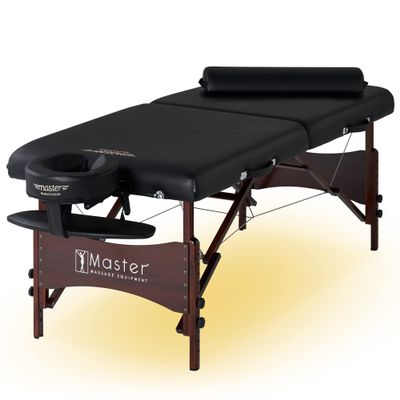 Master Massage 30" Roma II Portable Massage Table in Black with Ambient Lighting System