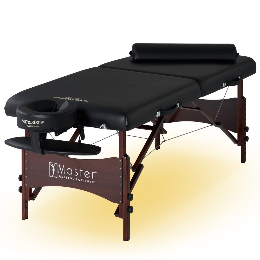 Master Massage 30" Roma II Portable Massage Table in Black with Ambient Lighting System